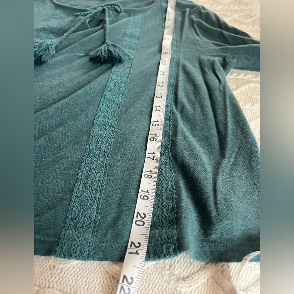 Lucky Brand Teal Long Sleeve Boho Blouse Women’s Size Small - Picture 9 of 12